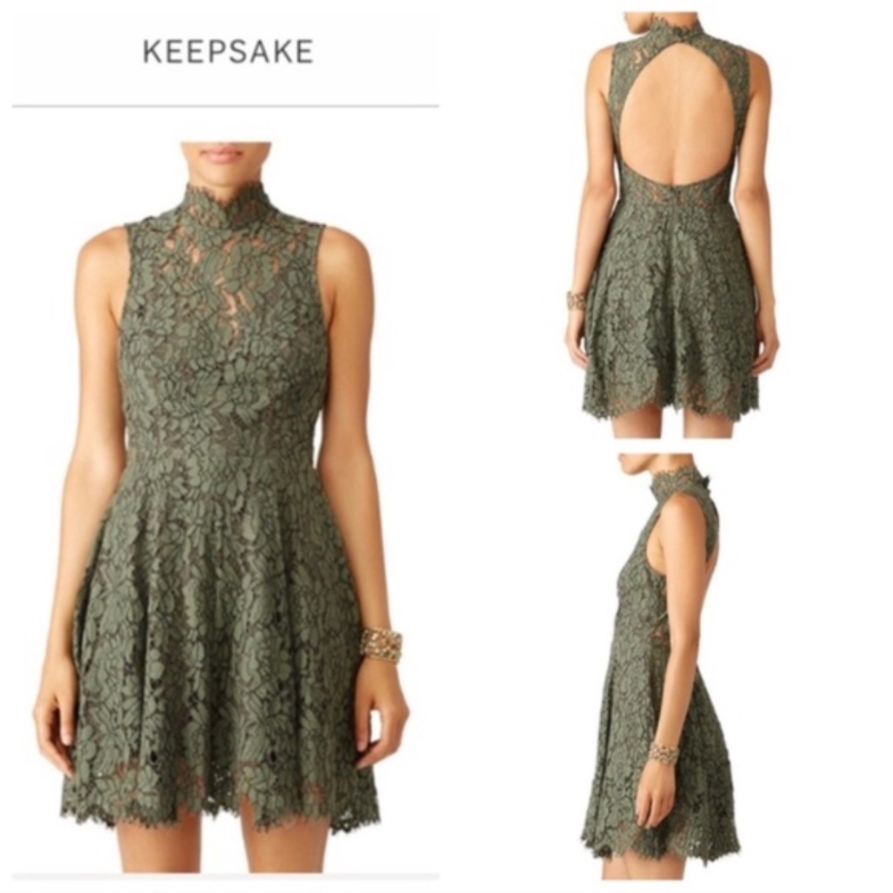 NWOT [Keepsake the Label] Olive Green Lace Dress